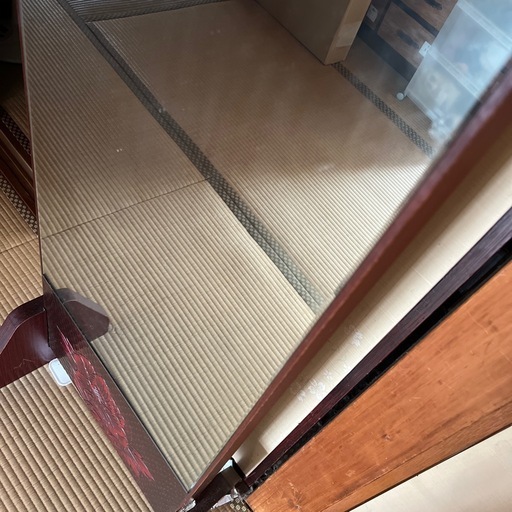 姿見/スタンドミラー　鎌倉彫　牡丹の彫り物 日本板硝子製ガラス　162cm高 姿見/スタンドミラー 鎌倉彫 牡丹の彫り物 日本板硝子製ガラス 162cm高