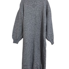 【アンティカ】グレー ニットロング ワンピース Fサイズの画像