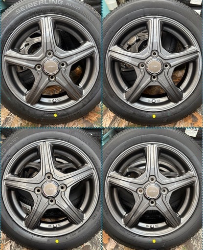 「商談中」㉙155/65R14新品タイヤ4本と中古美品ホイールとナット付き