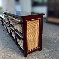 メーカー不明◆6カゴチェスト 収納棚 アジアン 収納 棚の画像