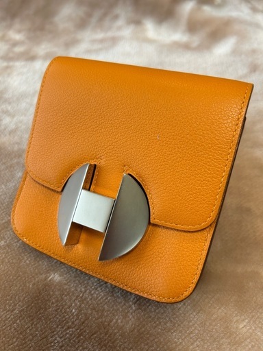 HERMESエルメス2002WALLET2002ウォレットコンパクトウォレットコンパクト財布ウエストポーチケース付き財布小銭入れ有さいふサイフシンプルウォレットスマートウォレットベルトバッグフラップブラウン茶色オレンジC2018年製造レザー12×12×3