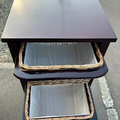 メーカー不明◆3段チェスト 収納棚 アジアン 収納 棚 カゴ 籐 ラタンの画像