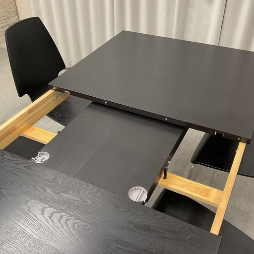 KJ-2【新入荷　リサイクル品】IKEA 伸長式天板　ダイニング5点セット　黒