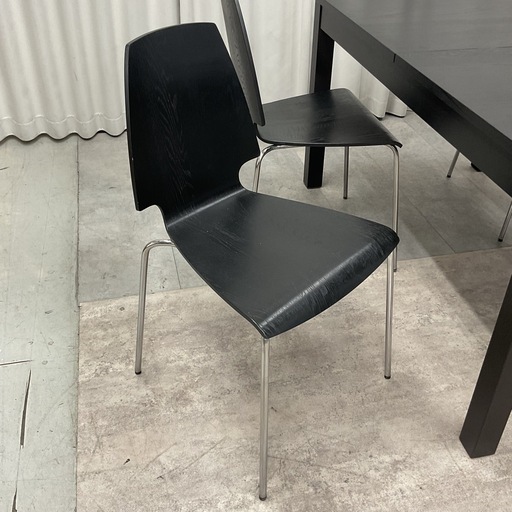 KJ-2【新入荷　リサイクル品】IKEA 伸長式天板　ダイニング5点セット　黒