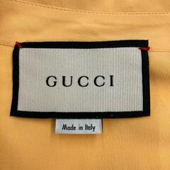 186005 現状品 GUCCI グッチ シルク　シャツブラウス　フリルタイ付き 42 イエロー シルク [0000000001430]の画像