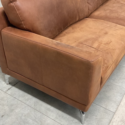 KJ-3【新入荷　リサイクル品】リラックスフォーム　ロンバルディア　レザーテックス　3シーターソファ　ブラウン