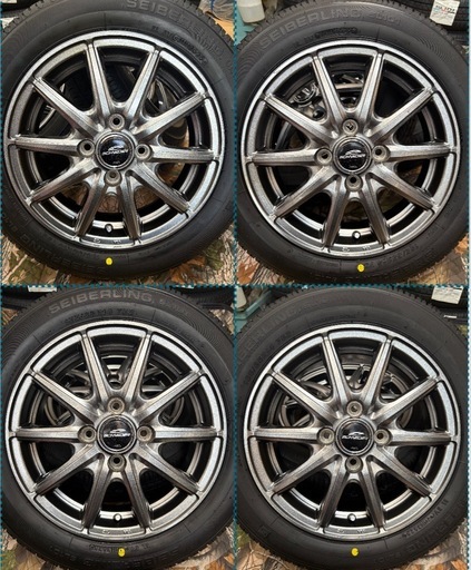 「商談中」㉚155/65R14新品タイヤ4本と中古ホイールとナット付き