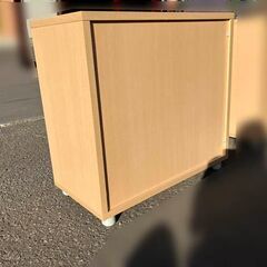 ②メーカー不明◆ラック 収納棚 ナチュラル色 2段 木製棚の画像