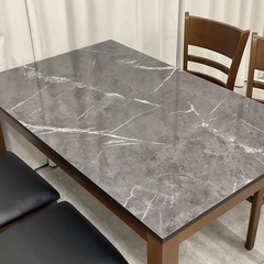 KJ-6【新入荷　アウトレット品】ルビーBK ダイニング5点セット　マーブルストーン調の画像