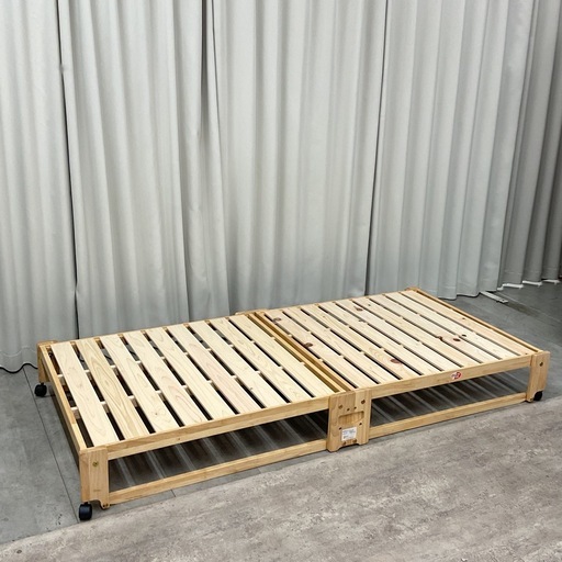 KJ-7【新入荷　リサイクル品】中居木工　ヒノキ　折りたたみすのこベッド　ナチュラル