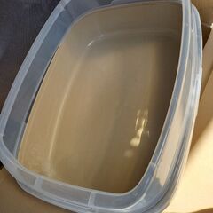 【ほぼ新品】猫トイレ コーナン オリジナル キャットトイレ スクエアワイドBR ブラウン　大きい　猫トイレの画像