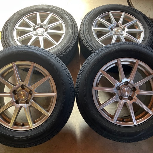 225/65-17｜2019年製｜ﾀﾞﾝﾛｯﾌﾟ｜ｽﾀｯﾄﾞﾚｽﾀｲﾔ｜ｱﾙﾐﾎｲｰﾙ付｜4本ｾｯﾄ｜溝あり