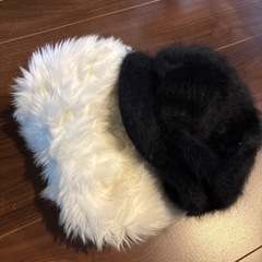 毛の帽子2つの画像