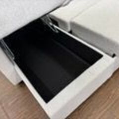 札幌 東区 ニトリ カウチソファベッド ノワール2 GY/グレー 三人掛け 収納付き セミダブル 布 カウチ左右組み換え可能 Ｓ型スプリングの画像