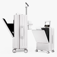 スーツケース フロントオープン ホワイト, M (4~7泊/60L)の画像