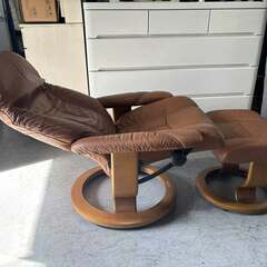 EKORNES エコーネス ストレスレス  Sサイズ リクライニングチェア 本革 オットマン付 Usedの画像