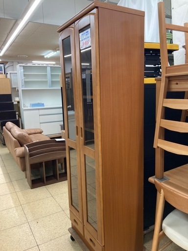 リユースマン倉敷、キャビネット両開きガラス、ナチュラル