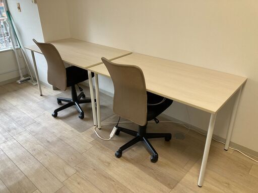 【中古、9ヵ月使用】フリーアドレスデスクと椅子／２セット
