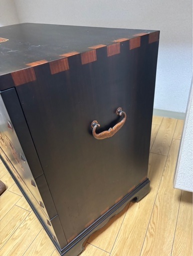●和モダン 象嵌細工 整理箪笥 バンダジ風デザイン 衣装箪笥/引出し収納/和箪笥/時代箪笥/チェスト/タンス/黒檀・紫檀・花梨など