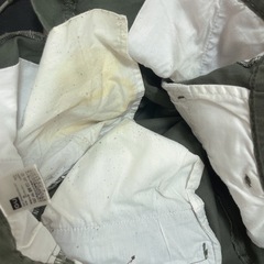 GU ジーユー メンズ　綿　パンツ　7部丈　オリーブ　グリーン　Sサイズ　中古の画像