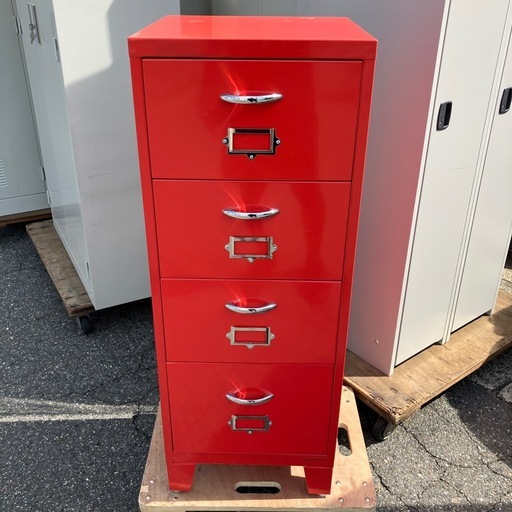 ?4段スチールキャビネット　potarico ポタリコ　赤　RED 書類収納　小物入れ　アメリカン　デザイン家具　モダン　海外風　アン