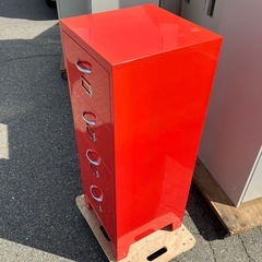 🟥4段スチールキャビネット　potarico ポタリコ　赤　RED 書類収納　小物入れ　アメリカン　デザイン家具　モダン　海外風　アンティーク　レトロ　アメリカンの画像