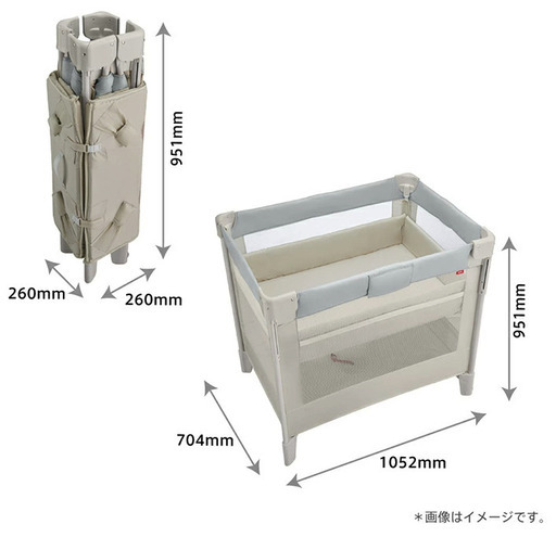 【港北区】【手渡しのみ・美品ベビーベッド】アップリカ ココネルエアーAB（ホワイトグレー）収納袋付／13,000円 ②