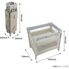【港北区】【手渡しのみ・美品ベビーベッド】アップリカ ココネルエアーAB（ホワイトグレー）収納袋付／13,000円 ②の画像