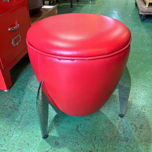 ドラムスツール　赤　レッド　椅子　イス　いす　チェア　スツール　オシャレ家具　スペースエイジ　ミッドセンチュリー
