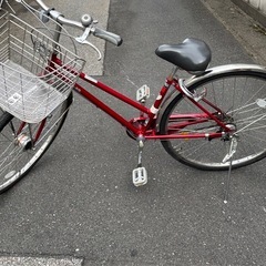 【美品】ママチャリ　自転車　赤の画像