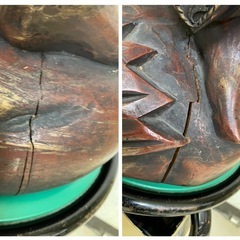 布袋様木彫りの置物 オブジェの画像