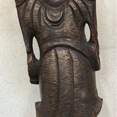 布袋様木彫りの置物 オブジェの画像