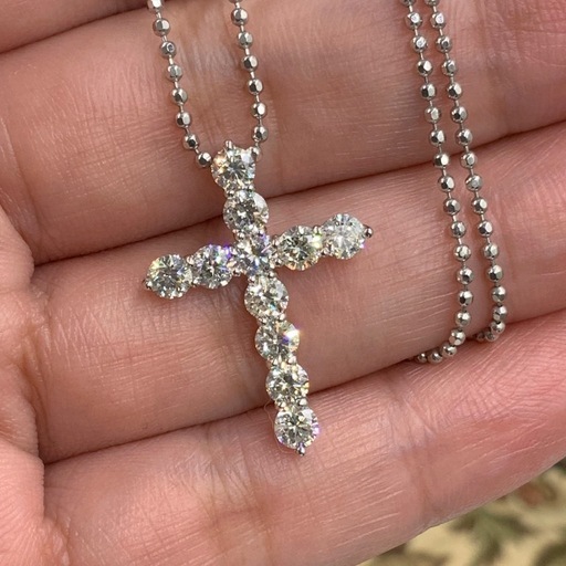 Pt900 pt850 ダイヤクロス　ネックレス　2ct　7.6g 約45cm