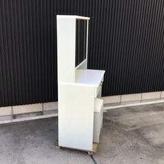 400 【美品】 化粧台ドレッサー 収納テーブルミラー付 コンパクト  コンセント付の画像
