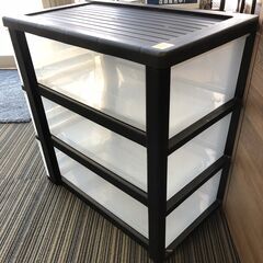 ☆【決まりました】三段収納ボックス 衣装ケース プラスチック 中古（NF251002)Zi-2245の画像