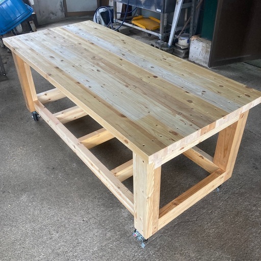 作業台木製DIY4輪ブレーキ付き幅85センチ長さ190センチ