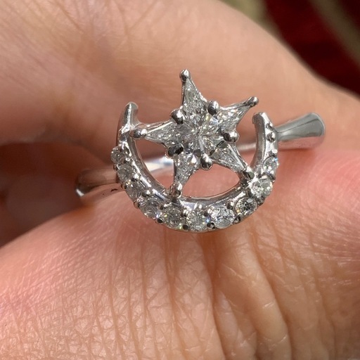 pt900 ダイヤモンドリング　5.4g スターデザイン　約10.5号　0.33ct