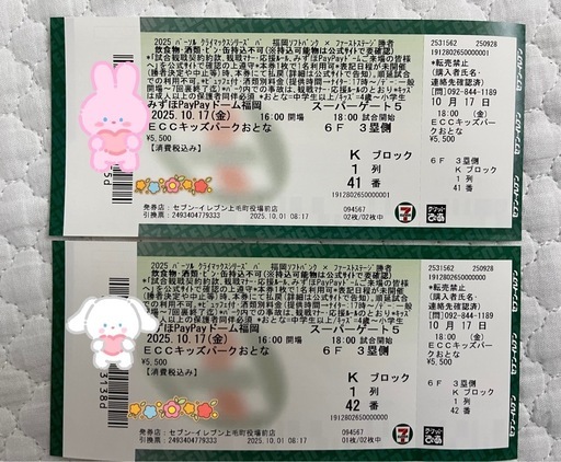 （オンライン決済用）交渉中！ホークスチケット