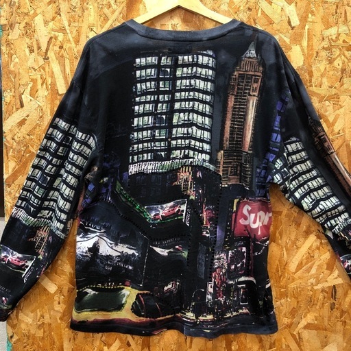 ジモティ割引有★【ジャングルジャングル岸和田店】Supreme Skyline Sequin NIGHT 長袖Tシャツ メンズ Lサイ