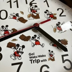 M2510-015 Disney Mickey Mouse 掛け時計 ナチュラル ウッド 通電確認済み キズ汚れ有り の画像