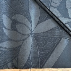 帯☆夏帯☆名古屋帯☆正絹☆黒☆喪服用☆花・葉 紋様☆上品な大きめの紋様☆の画像