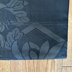 帯☆夏帯☆名古屋帯☆正絹☆黒☆喪服用☆花・葉 紋様☆上品な大きめの紋様☆の画像