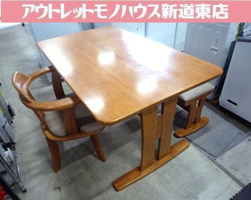 ダイニングテーブルセット 回転イス1脚 ベンチ1脚 テーブル寸法 135cm×80cm 中古 札幌市東区 新道東店