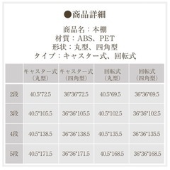 キャスター式本棚 回転 大容量 透明 スリム 漫画棚 絵本棚 360度回転 白の画像