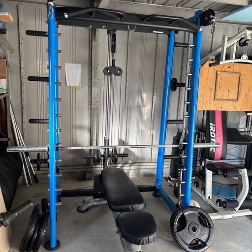 スミスマシン　ケーブル　プレート付き　筋トレ　セット　パワーラック　ベンチプレス