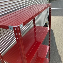 スチールラック　メタルラック　赤　レッド　アメリカン　収納棚　収納家具　四段　4段【120.5×45高180】の画像