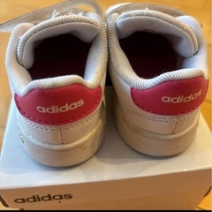 adidas アディダス ベビーシューズ 白 ピンク　14cmの画像