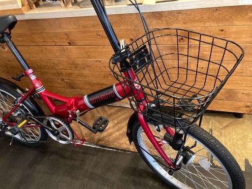 【チェーン新品！】ライト・鍵付き　6段変速　20インチ折りたたみ自転車　レッド