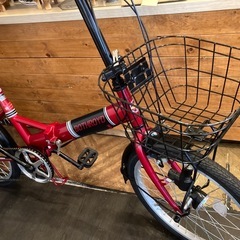 【チェーン新品！】ライト・鍵付き　6段変速　20インチ折りたたみ自転車　レッドの画像