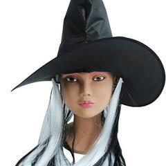 魔女 帽子 ウィッグ付き ハロウィン 仮装 コスプレ 子ども ハット 白の画像